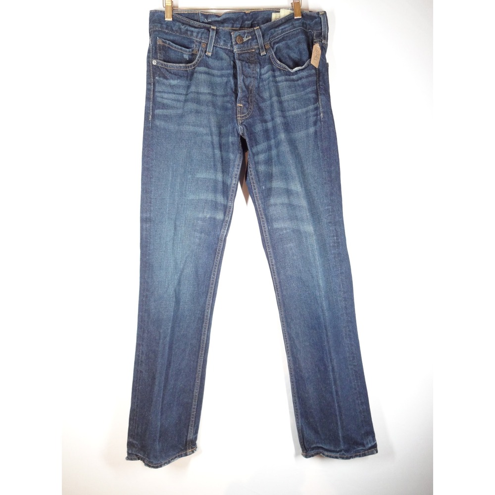 Hollister Jeans Mens 32x34 Dark Wash Straight Leg Button Fly Casual Denim Y2K